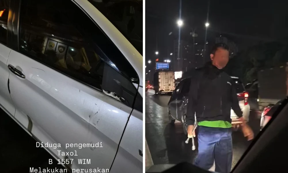 Viral! Sopir Taksi Online Ngamuk di Tol JORR hingga Rusak Mobil Pengemudi Lain