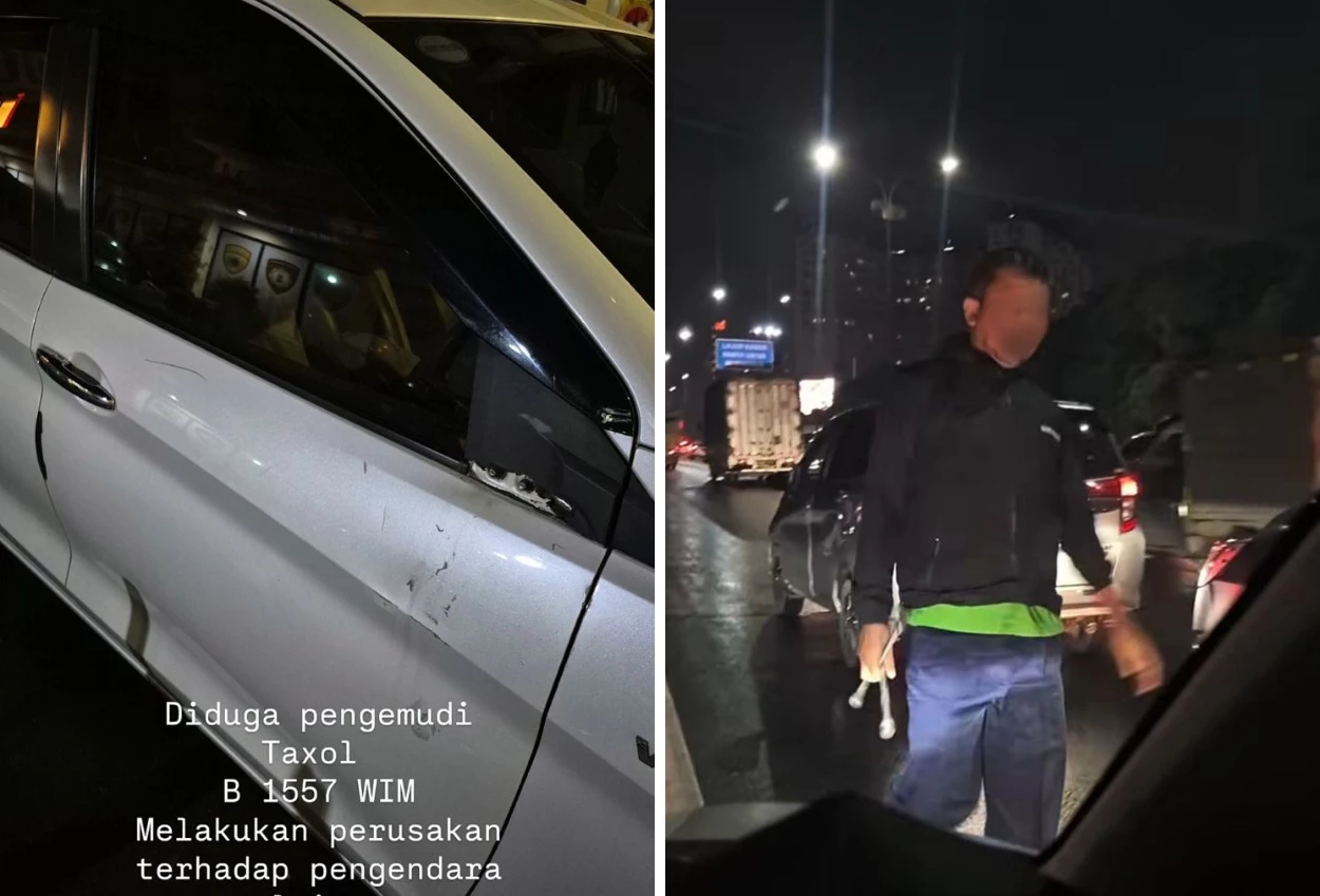 Viral! Sopir Taksi Online Ngamuk di Tol JORR hingga Rusak Mobil Pengemudi Lain