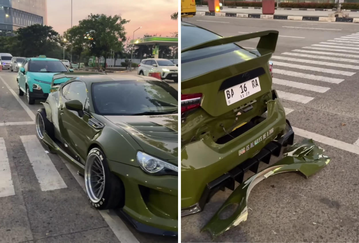 Viral Taksi Listrik Tabrak Mobil Mewah di Tangerang
