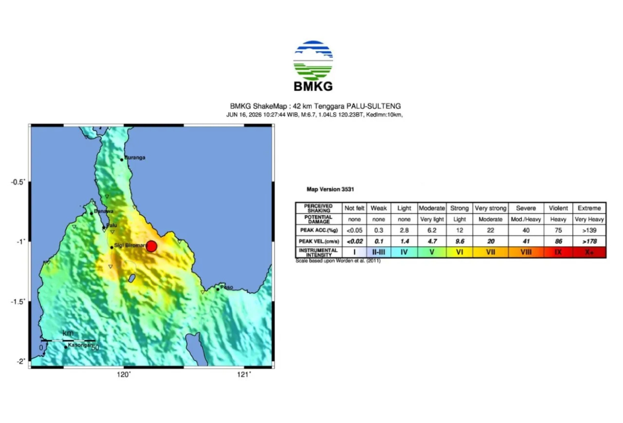 Gempa Palu M 6,7 Hari Ini Apakah Mirip dengan Gempa dan Tsunami Palu 2018? Ini Penjelasan BMKG