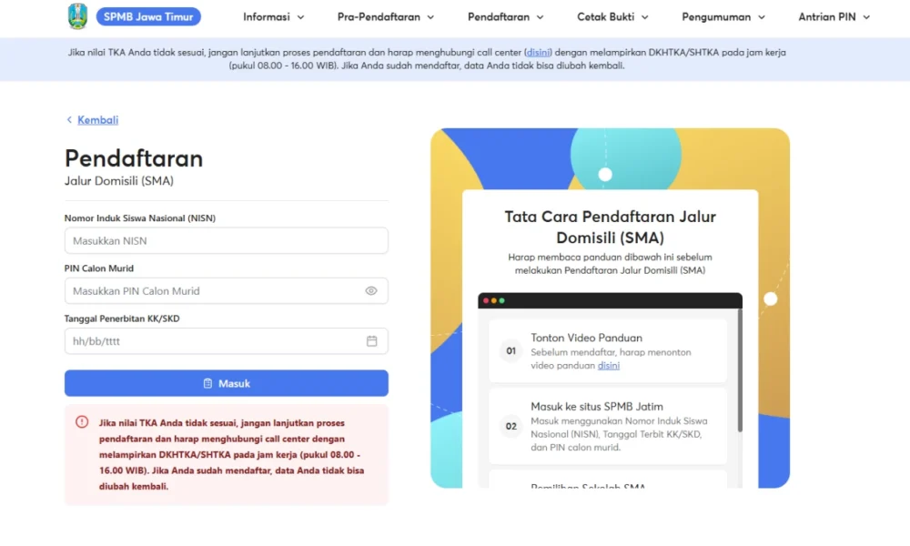 Jangan Asal Daftar SPMB Jatim 2026, Nilai TKA yang Salah Tak Bisa Diperbaiki