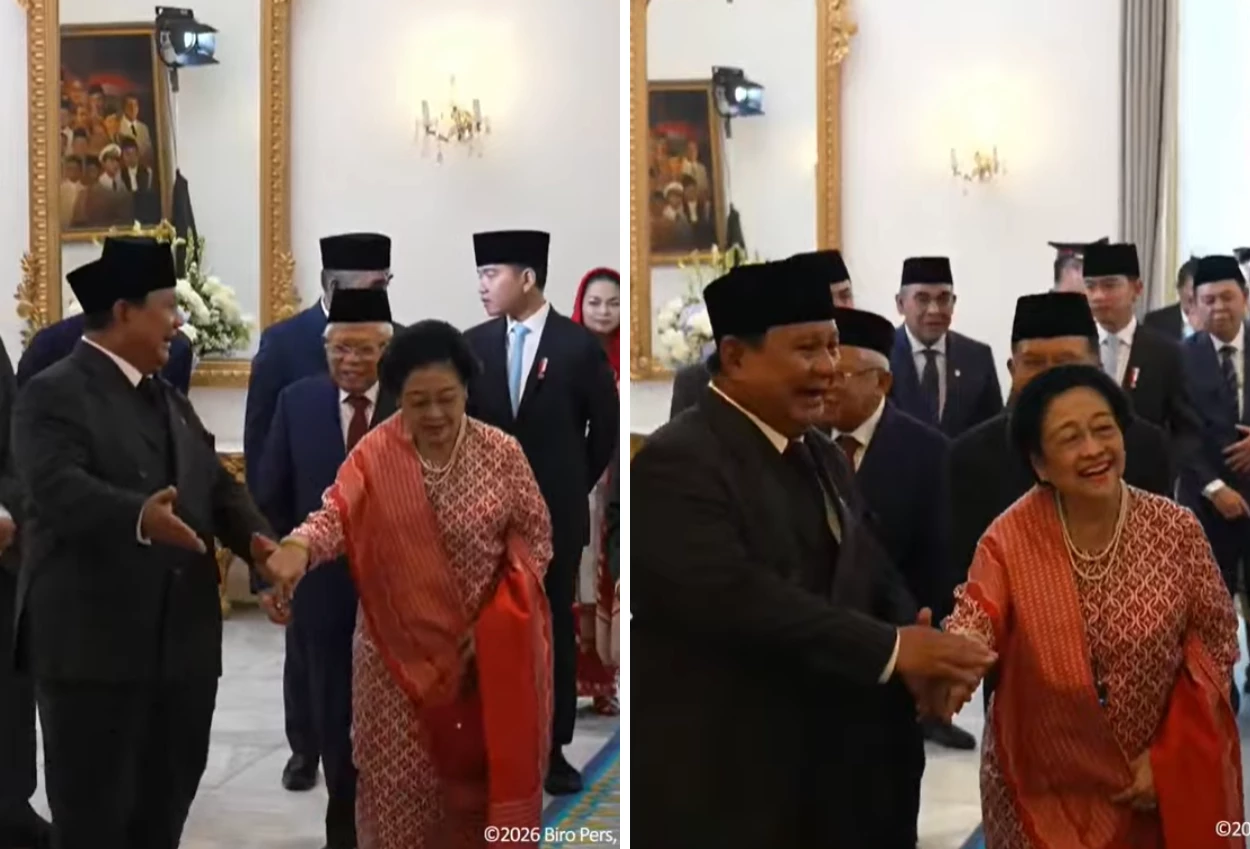 Momen Prabowo dan Megawati Gandengan Tangan usai Upacara Hari Lahir Pancasila