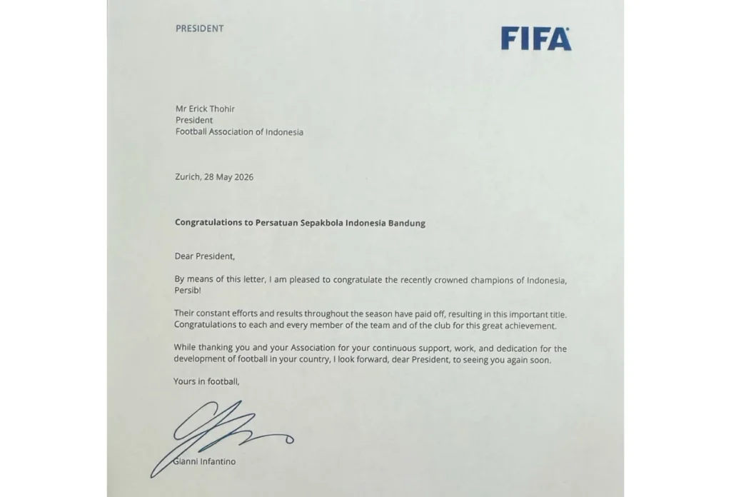 Persib Bandung Dapat Surat Cinta dari Bos FIFA, Ini Isi Lengkapnya (1)