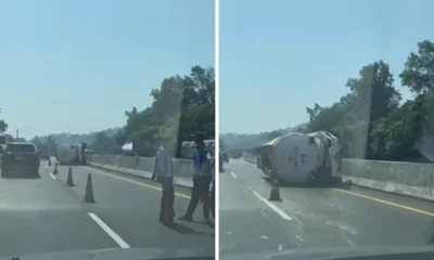 Truk Tangki Terguling di Tol Purbaleunyi KM 94, Lalin Macet