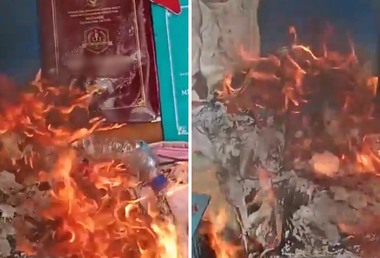 Viral! Ayah Bakar Ijazah Anak