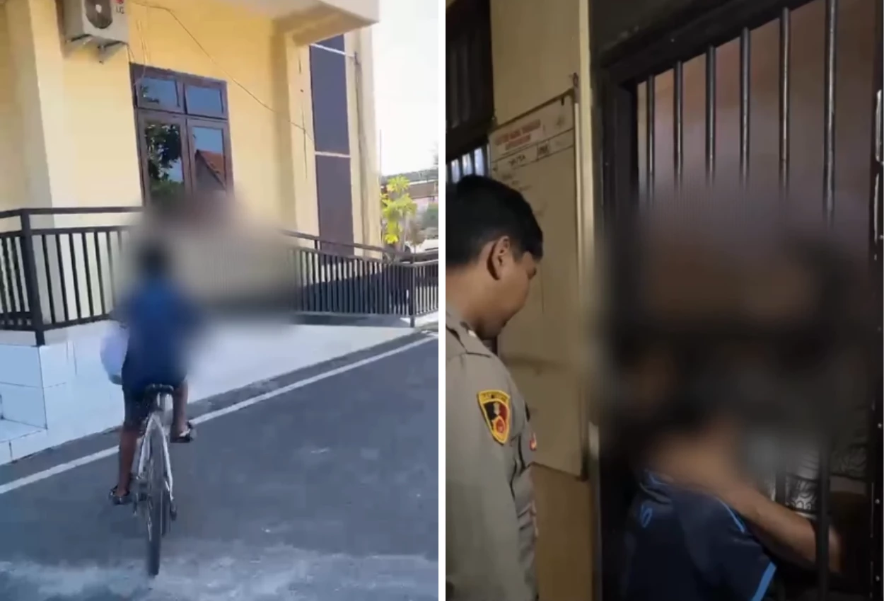 Anak 10 Tahun Kayuh Sepeda demi Jenguk Ayah di Polres Situbondo Kangen, Ibu Lagi Sakit