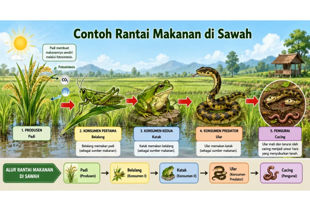 Contoh Rantai Makanan di Sawah berserta Penjelasannya