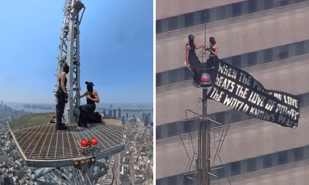 Ivan Kuznetsov dan Angelina Nikolau memanjat puncak Empire State Building di New York