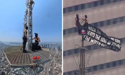 Ivan Kuznetsov dan Angelina Nikolau memanjat puncak Empire State Building di New York