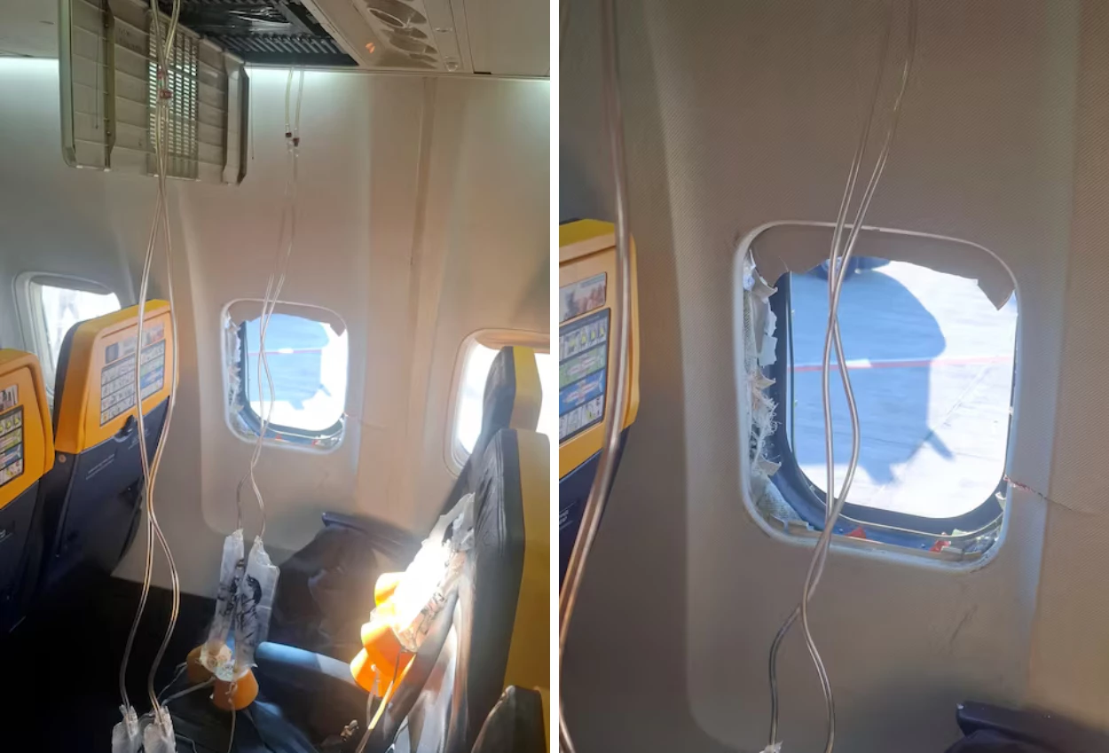 Jendela Pesawat Ryanair Copot, Penumpang Nyaris Tersedot Keluar