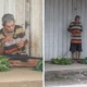 Pilu! Kakek Ini Ikat Perut dengan Tali demi Tahan Lapar saat Jualan Kangkung