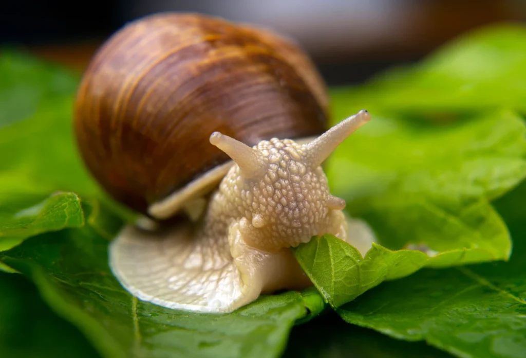 Siput memakan daun