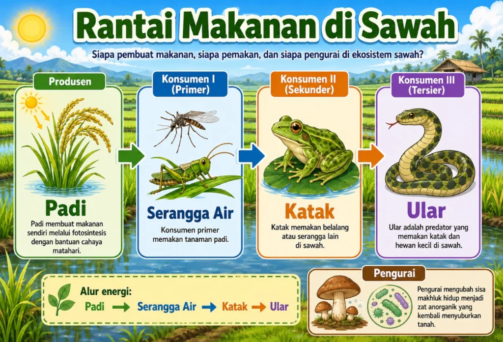 Urutan Rantai Makanan di Sawah