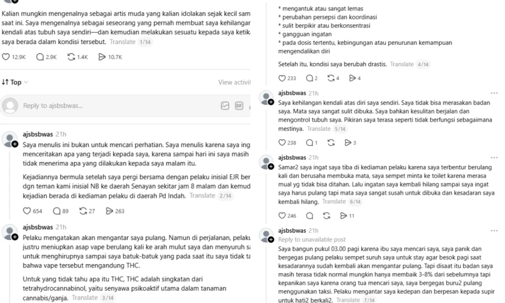 Akun Threads Anonim Ini Ungkap Dugaan Pelecehan Seksual oleh Artis Muda Inisial EJR