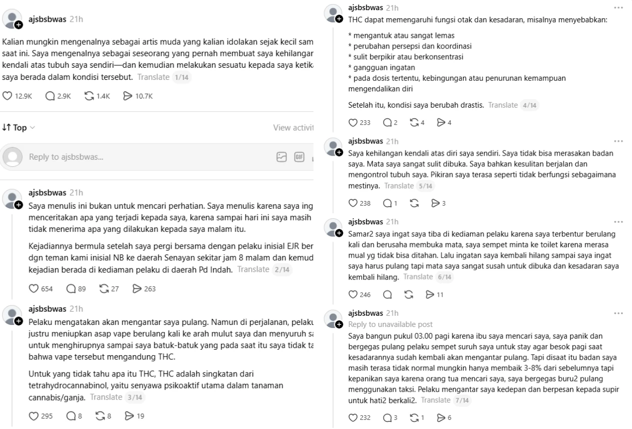 Akun Threads Anonim Ini Ungkap Dugaan Pelecehan Seksual oleh Artis Muda Inisial EJR