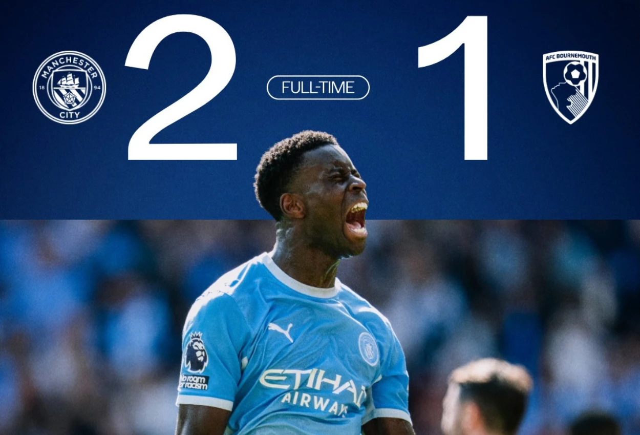 Manchester City vs Bournemouth 2 1 Dua Gol Telat Bawa The Citizens Comeback