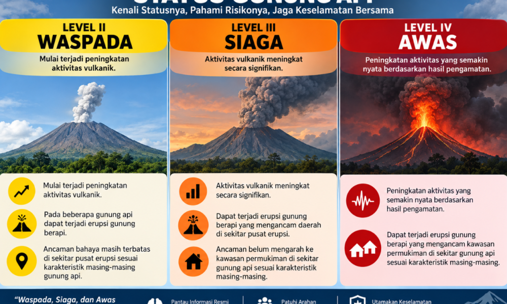 Apa Arti Status Gunung Api Level Waspada, Siaga dan Awas Ini Penjelasannya Lengkap