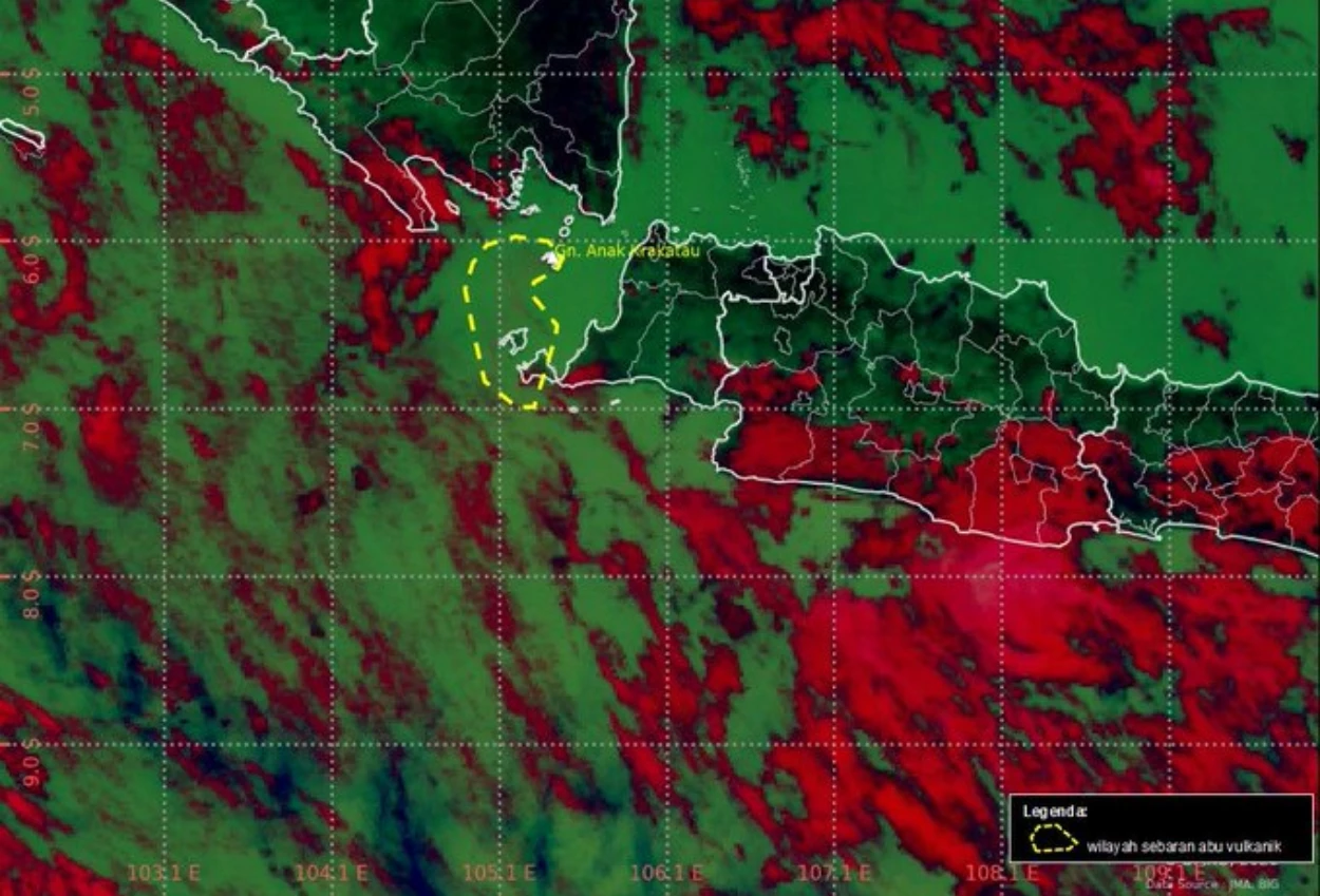 BMKG Sebut Sebaran Abu Vulkanik Gunung Anak Krakatau Bergeser ke Arah Barat, Tinggalkan Daerah Jakarta