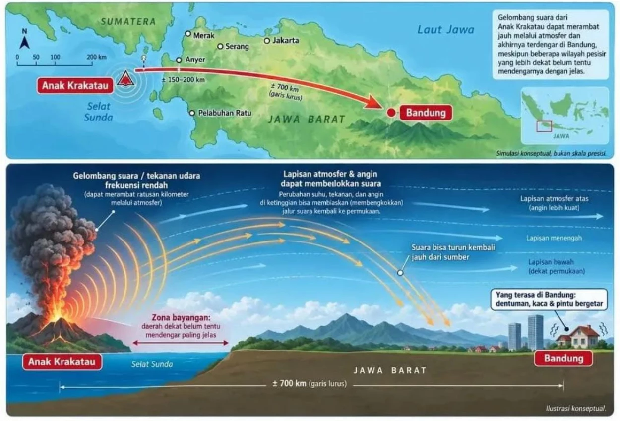 Dentuman Gunung Anak Krakatau Diduga Terdengar sampai Bandung, Ini Kata Badan Geologi