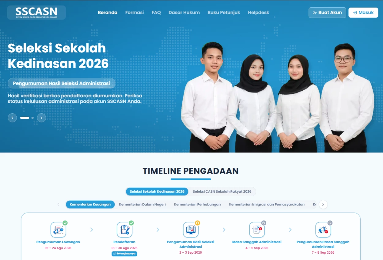 Link SSCASN BKN 2026 untuk Cek Hasil Seleksi Administrasi Sekolah Kedinasan