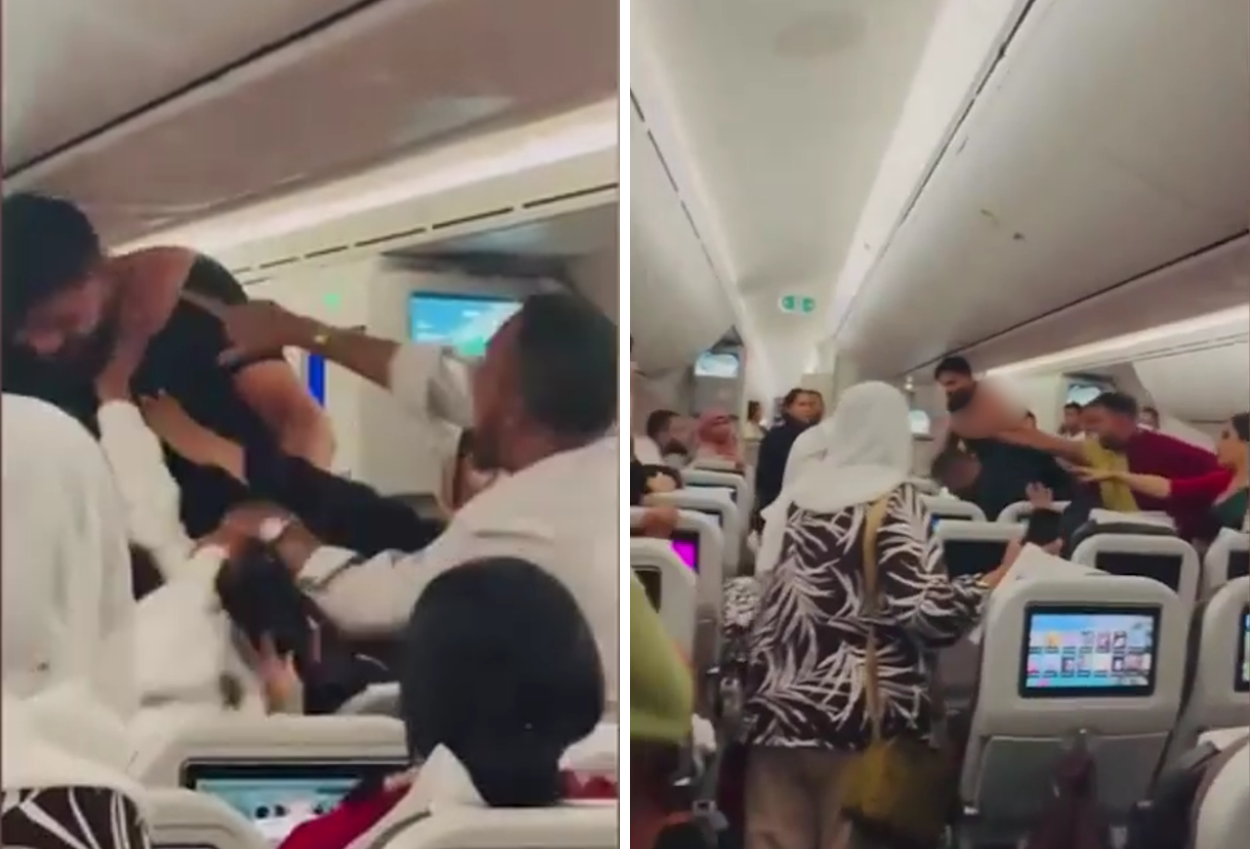 Viral! Penumpang Baku Hantam di Pesawat hingga Kausnya Robek
