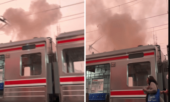 KRL Jakarta-Bogor Keluarkan Percikan Api, Diduga Berasal dari Pantograf