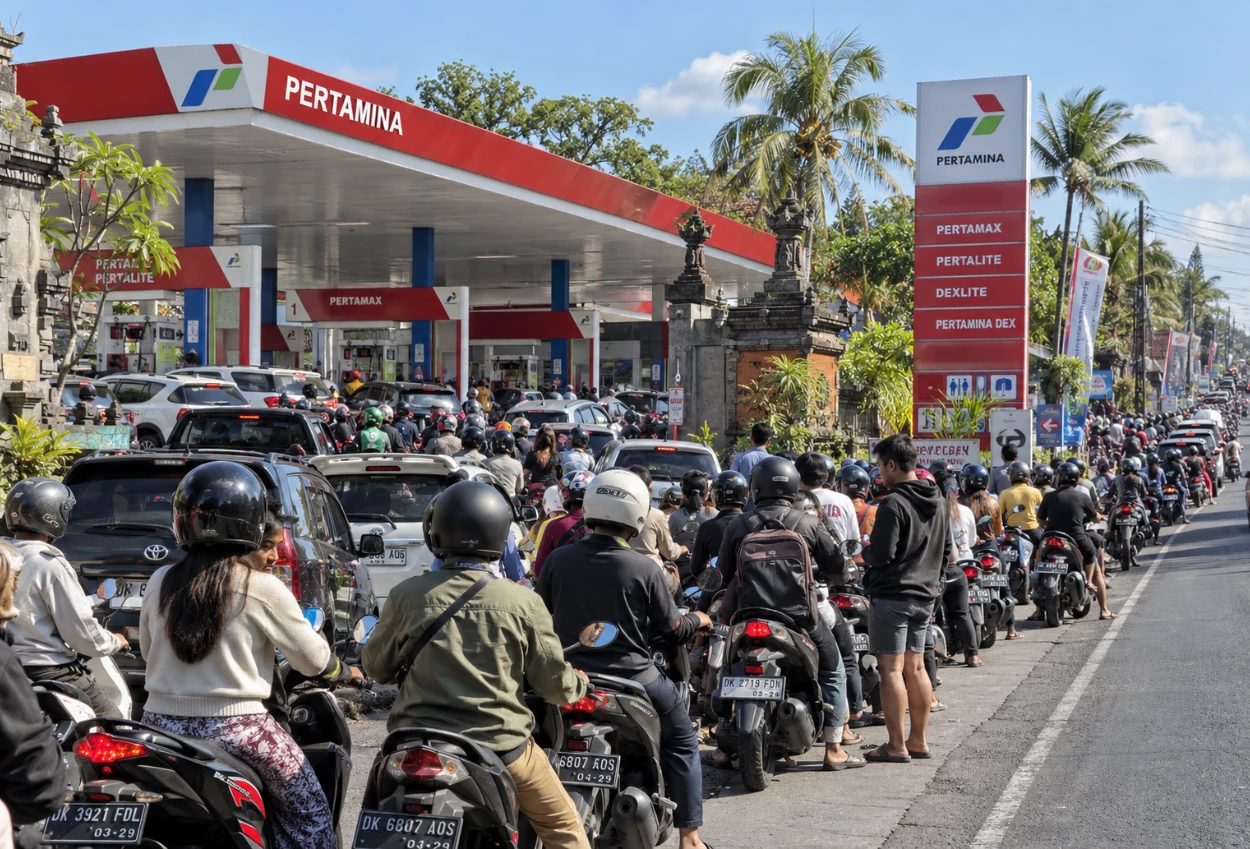 Kelangkaan BBM di Bali Picu Antrean Panjang, Perempuan Pingsan usai Antre Berjam jam