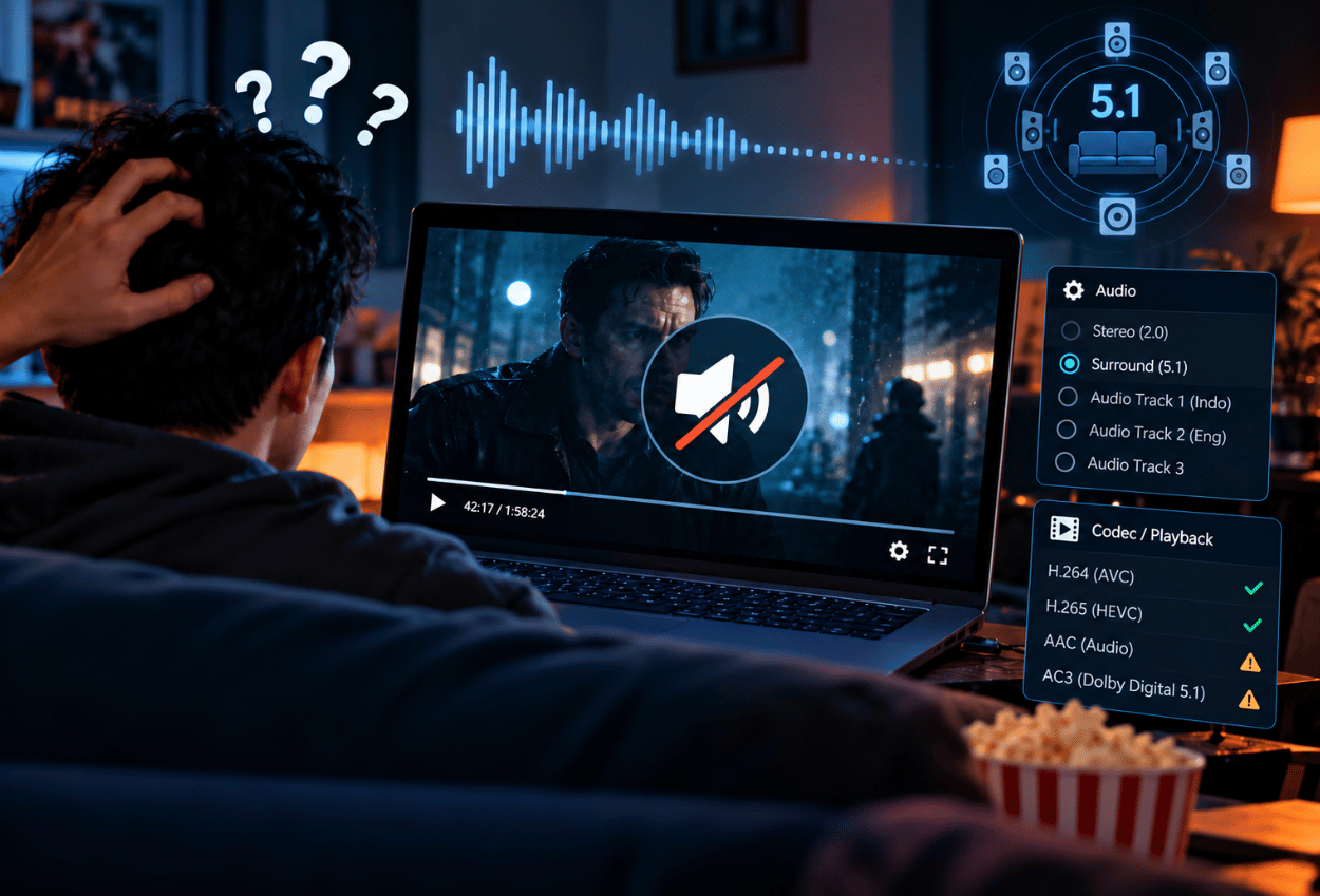 Kenapa Film di LK21 Tidak Ada Suara Kenali Codec, Audio 5.1 dan Masalah Playback