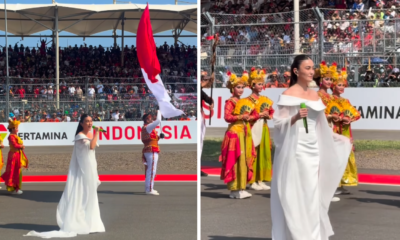Pesona Agnez Mo saat Tampil Nyanyikan Indonesia Raya di MotoGP Mandalika