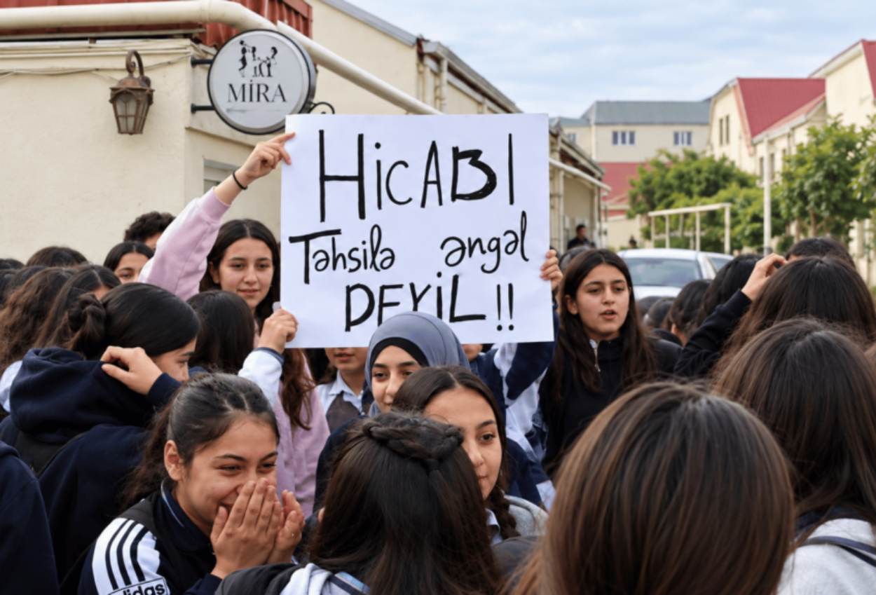 Siswa Gelar Aksi Demo Larangan Penggunaan Hijab di Sekolah Azerbaijin